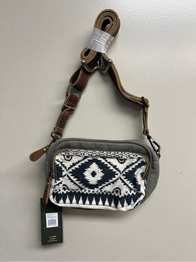 Myra Bag Gray and Navy Aztec Woven Crossbody